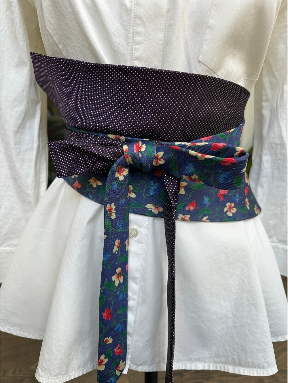Upcycled Silk Necktie Obi Belt | Handmade Corset Style Belt | One-of-a-Kind | OS
